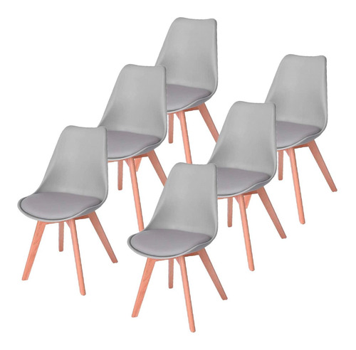 Set 6 Sillas Eames Tulip Asiento Acolchado Comedor Sala