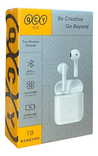 Fone De Ouvido In-ear Sem Fio Bluetooth Qcy T8 Branco +