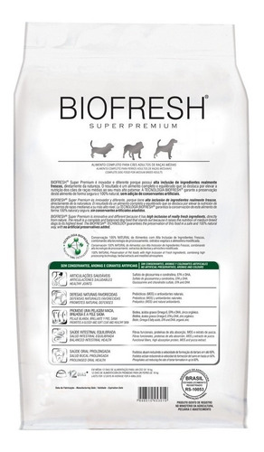 Imagen 2 de 5 de Alimento Biofresh Super Premium para perro adulto de raza mediana sabor carne, frutas y vegetales en bolsa de 15kg