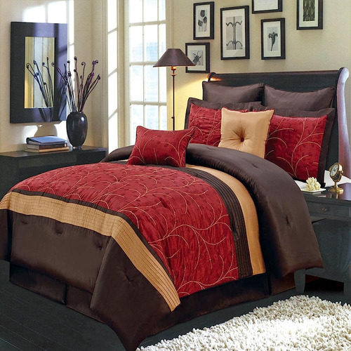 Royal Hotel Bedding Atlantis Red, Gold And Chocolate King Si