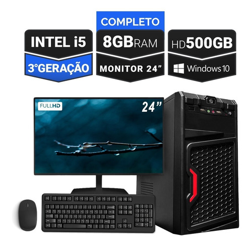 Imagem 1 de 5 de Computador Completo Intel Core I5 3470 8gb Hd 500gb Monitor
