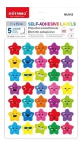 175 Stickers Smile Carita Feliz 15mm Motivacionales Estrella
