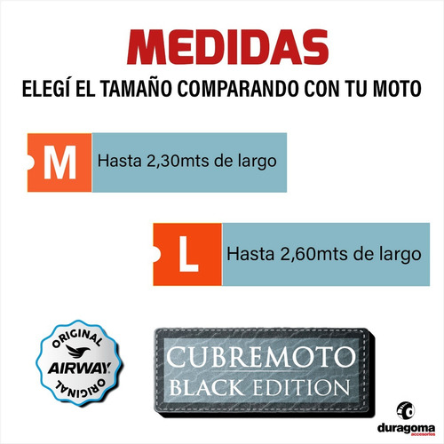 Imagen 5 de 8 de Funda Cubre Moto Impermeable Airway Edición Black 2 Hebillas