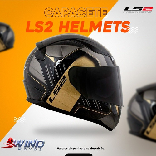 Capacete Ls2 Preto E Dourado