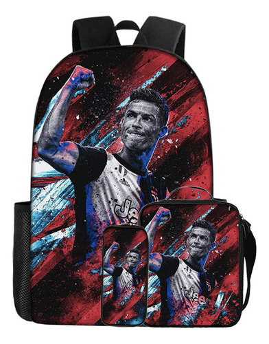 ) Mochila Escolar Cr7 Mochila De 3pcs Cristiano Ronaldo 2025