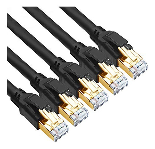 Cable Ethernet Cat 8, 6ft (5 Pack), Alta Velocidad 40gbps,