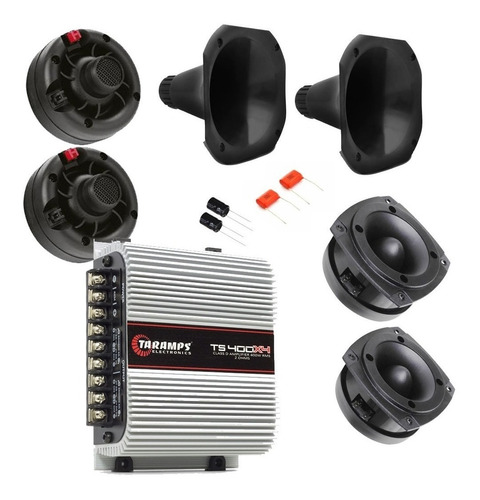 Modulo Taramps 400 Wrms Ts400x4 + Driver + Tweeter + Corneta