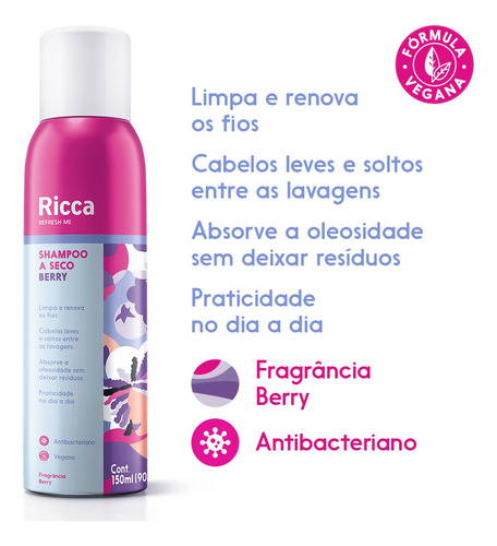 Kit 3 Shampoo A Seco Berries Shakeberry 150ml - Ricca