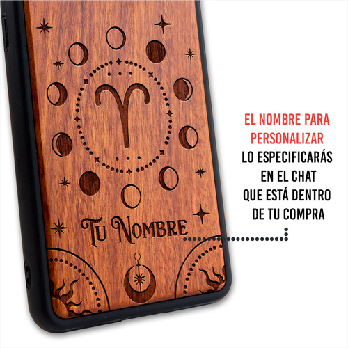 Funda Para Galaxy Signo Zodiaco Aries Madera Grabada Nombre
