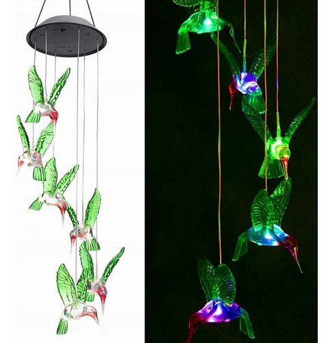 Lámpara Colgante De Luz Led Solar De Colibrí Que Cambia De C