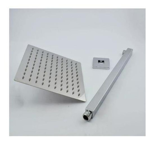 Ducha Chuveiro Slim Quadrado Metal 30x30cm Com Braço 30cm