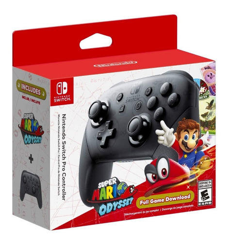 Pro Controller Switch Gris + Super Mario Odyssey Digital