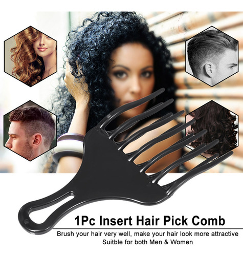 Para Peineta Afro Hair Pick Para Hombre Y Mujer, Color Negro