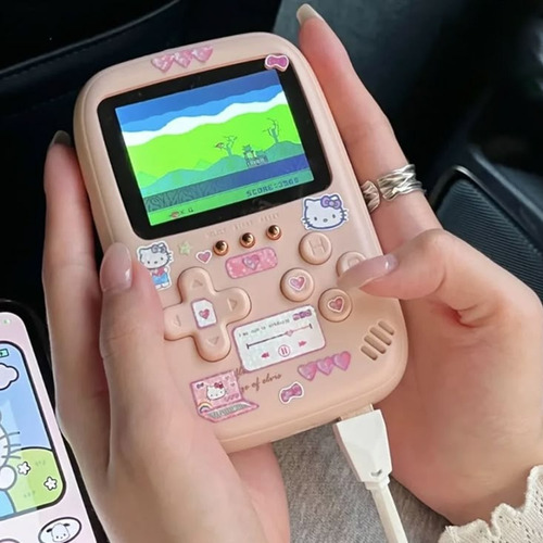 Power Bank Cargador Portatil 10000 Mah Con Videojuegos Retro Rosa