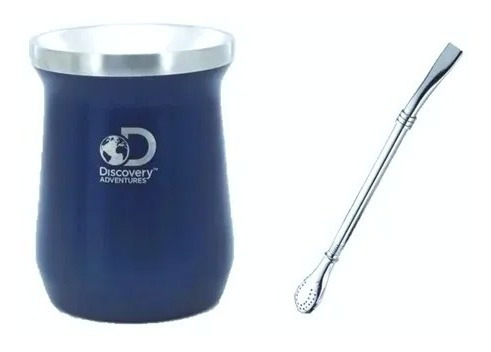 Vaso Mate Acero Inox Termico Discovery Doble Capa + Bombilla