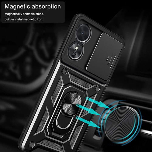 Funda Para Oppo A17 Uso Rudo Proteccion Camara + Vidrio Azul Oscuro Oppo A17