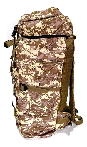 Mochila Camping Mochilero 70 Litros Viaje Mod16 - Impacto Color Cuadri Khaki C