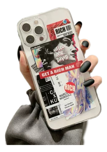 Funda Tpu Diseño Graffiti Dog Sticker Para iPhone 14 Promax