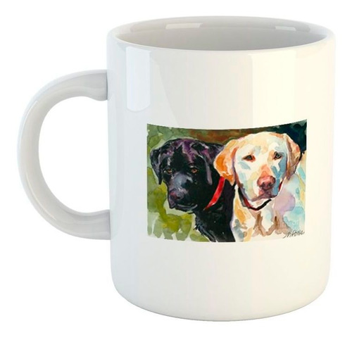 Taza De Ceramica Perros Labradores Pintura Arte