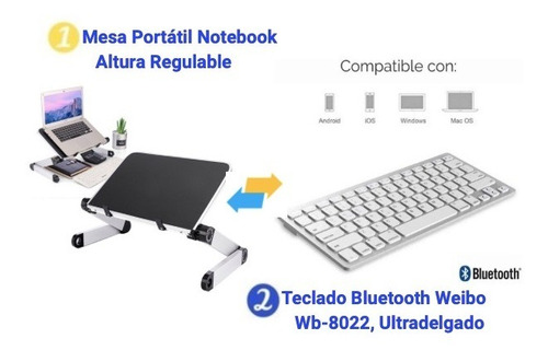 Teclado Bluetooth Ultradelgado Mesa Portátil Notebook 