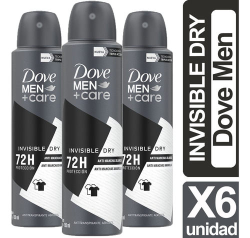 Desodorante Dove Men Invisible Dry X6 Unid
