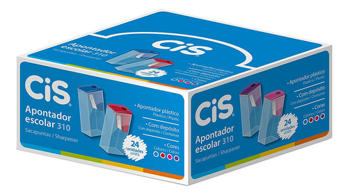 Apontador Escolar 310 Cis Retangular Caixa Com 24 Unidades