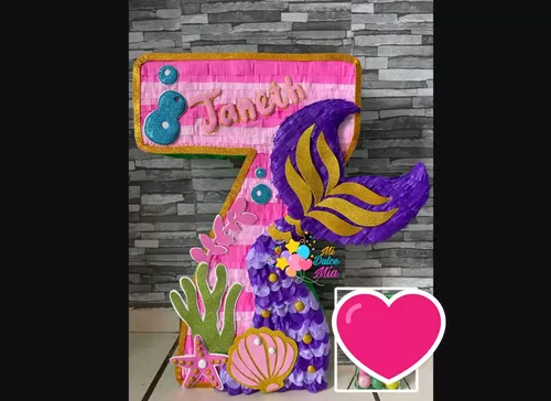 Piñata De Cumpleaños Y Fiestas Colita De Sirena N°7 Rosa