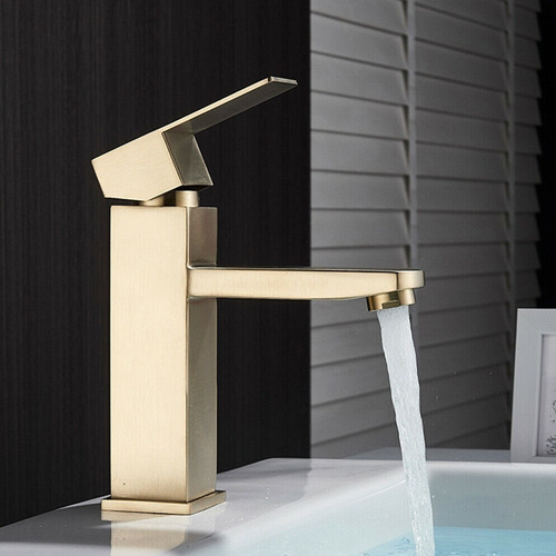 Torneira Banheiro Misturador Monocomando Lavabo Inox Dourada