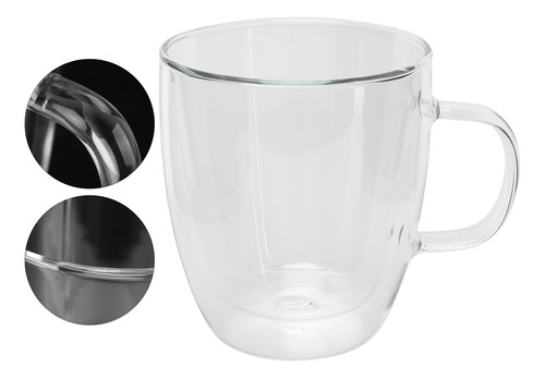Vaso De Agua Con Asa De Doble Pared, Vidrio Transparente