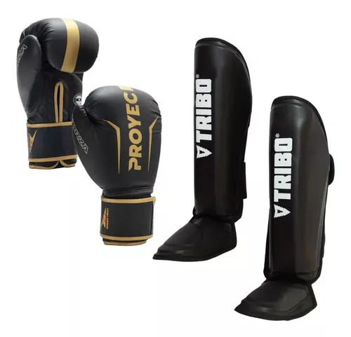 Combo Guantes + Tibiales Premium Para Kick Boxing Muay Thai
