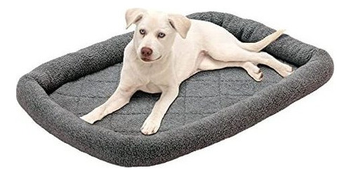 Cama Para Perro Furhaven Sherpa Fleece Crate Bolster, Gris, 