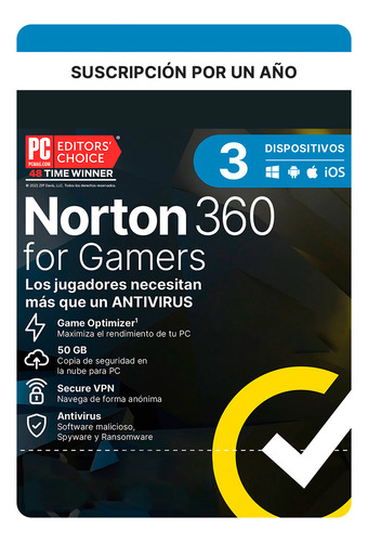 Norton 360 For Gamers - 3 Dispositivos, 1 Año