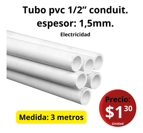 Tuberia P Electricidad Pvc Conduit 1/2