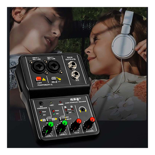 Consola Mezcladora De Sonido 2 Canales Usb 48v Phantom Power