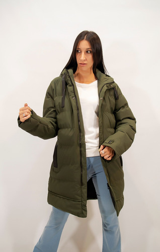 Campera Mujer Inflada Parka Larga Abrigada Invierno Capucha