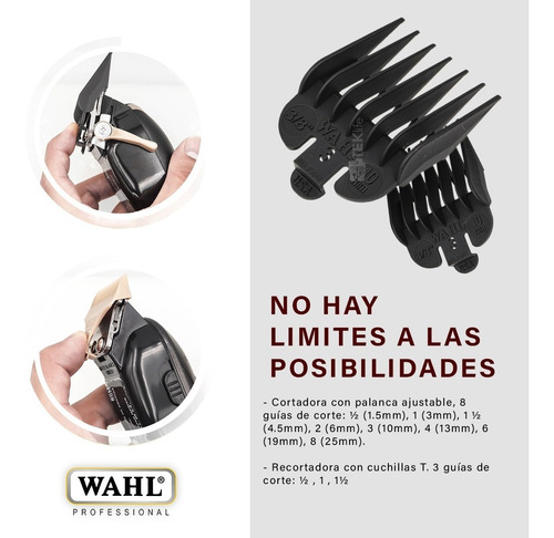 Combo Wahl Profes. Máquina Cortar Cabello + Trimmer + Shaver Negro/vino