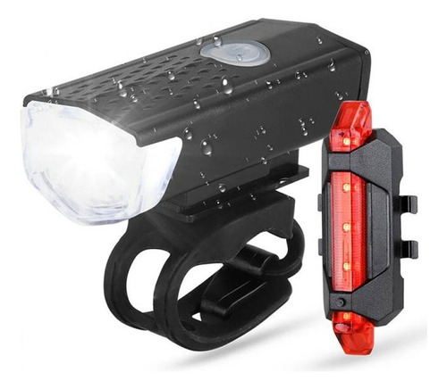 Combo Luces Delantera Y Trasera Bicicleta Recargable Usb