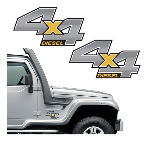 Par Adesivo Emblema Troller 4x4 Diesel Troller 2013 À 2015