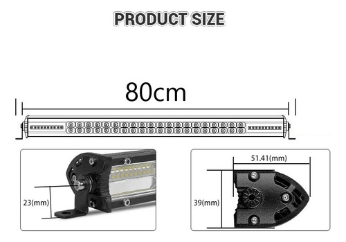 Barra Led Dual Con 5 Funciones Y Strobo 80cm 300w