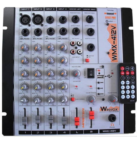 Mesa  Som Winvox  4 Canais Wmx 412  110/220/12v Efeito  Usb