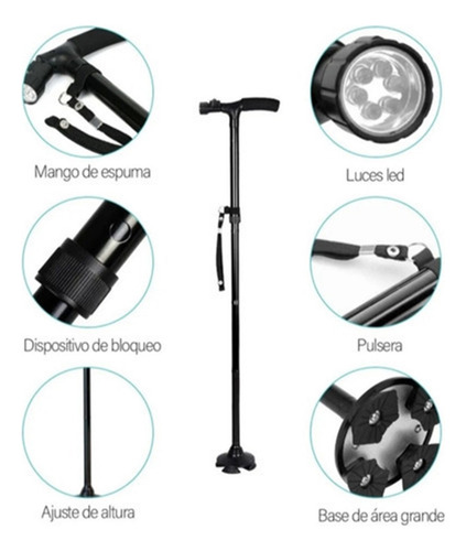 . Bastones Plegables Con 6 Luces Led Y 4 Puntos De Soporte
