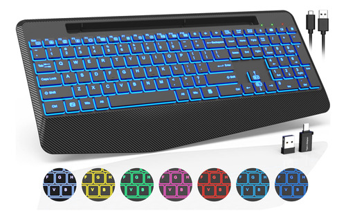 Teclado Inalambrico Con Retroiluminacion De 7 Colores