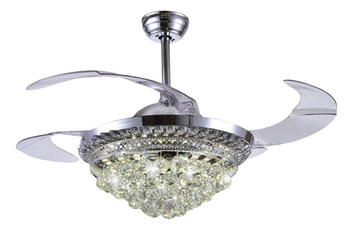 Ventilador De Techo Jwj Jlv-041 Jl-04-2 Con 4 Palas De Aluminio Y Policarbonato Color Transparentes Estructura Color Plateado, 107.5cm De Diámetro 50/60 Hz 127v