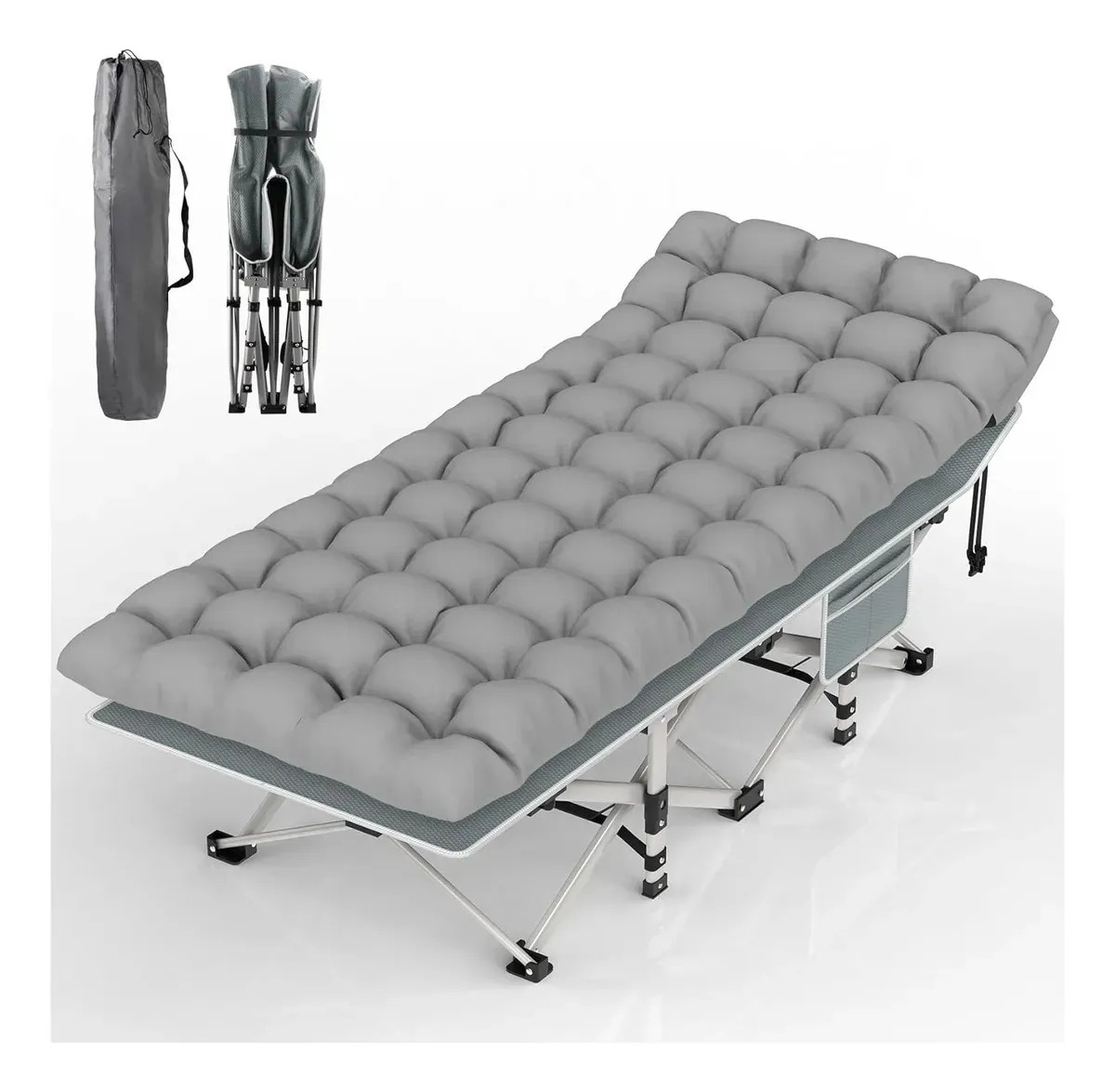 Cama De Camping Plegable Suteck 190x71cm 227kg Gris Cama Gri Cama Gris Y Almohadilla Gris