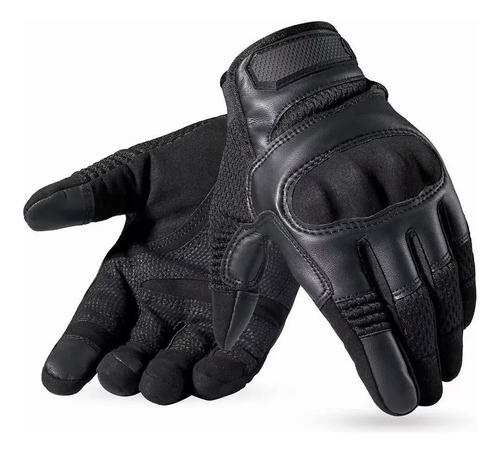 Guantes De Cuero Aptos Para Pantalla Táctil Motociclista Color Negro Talla M