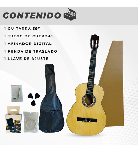 Guitarra Clásica Criolla Mti Diestro 38 Pulgadas Accesorios