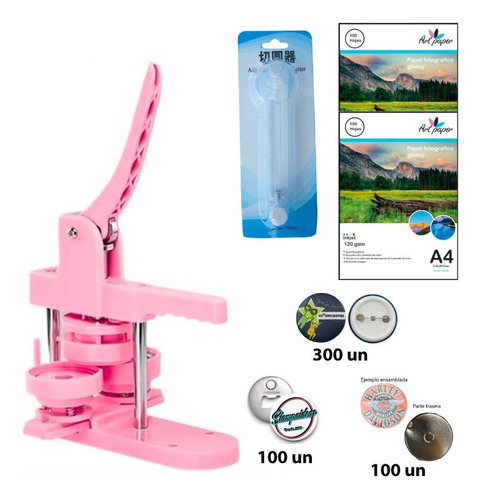 Maquina De Chapitas 58 Mm Con Molde E Insumos- Kit De Inicio