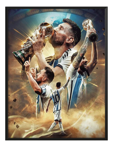 Cuadro Messi Campeon Copa Del Mundo Arriba Cuarto C/ Marco