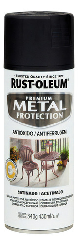 Pintura Aerosol Antióxido Metal Protection 340 Gr Rust Oleum Color Negro Satinado