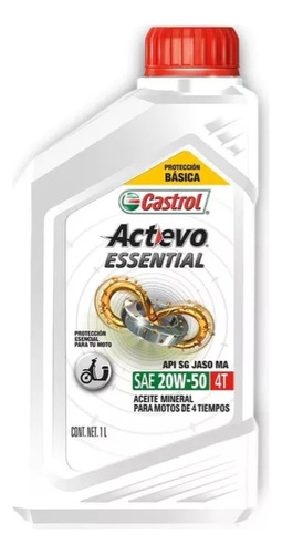 Castrol Actevo Essential 4t 20w 50 Moto Mineral 1 L